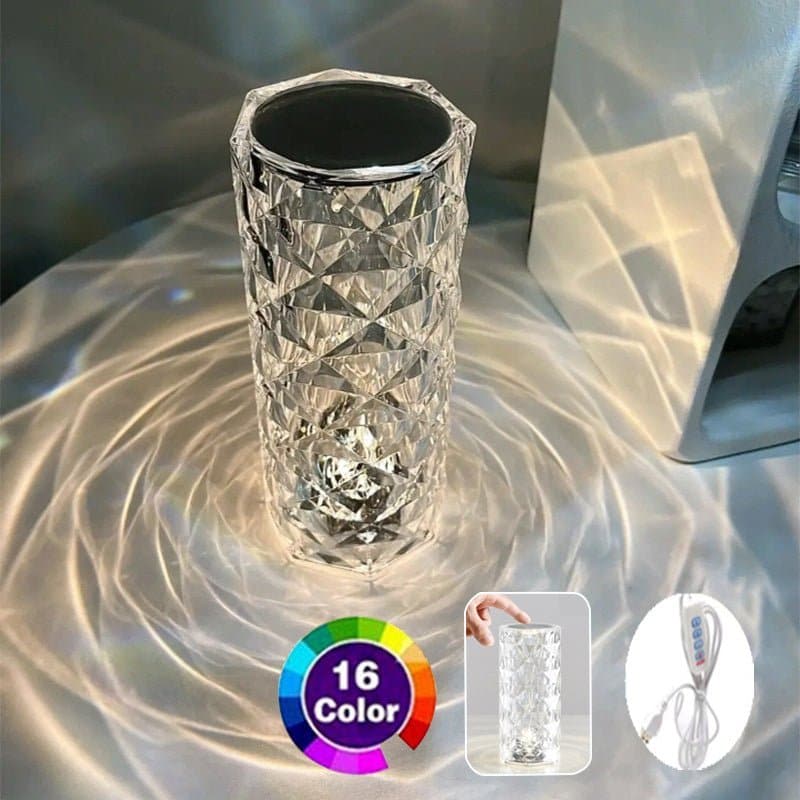 LuxeGlow מנורת שידה קריסטלית | Crystal Table Lamp | אוזו - שופ