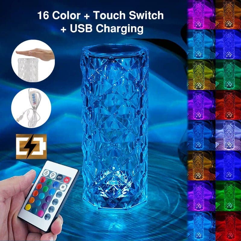 LuxeGlow מנורת שידה קריסטלית | Crystal Table Lamp | אוזו - שופ