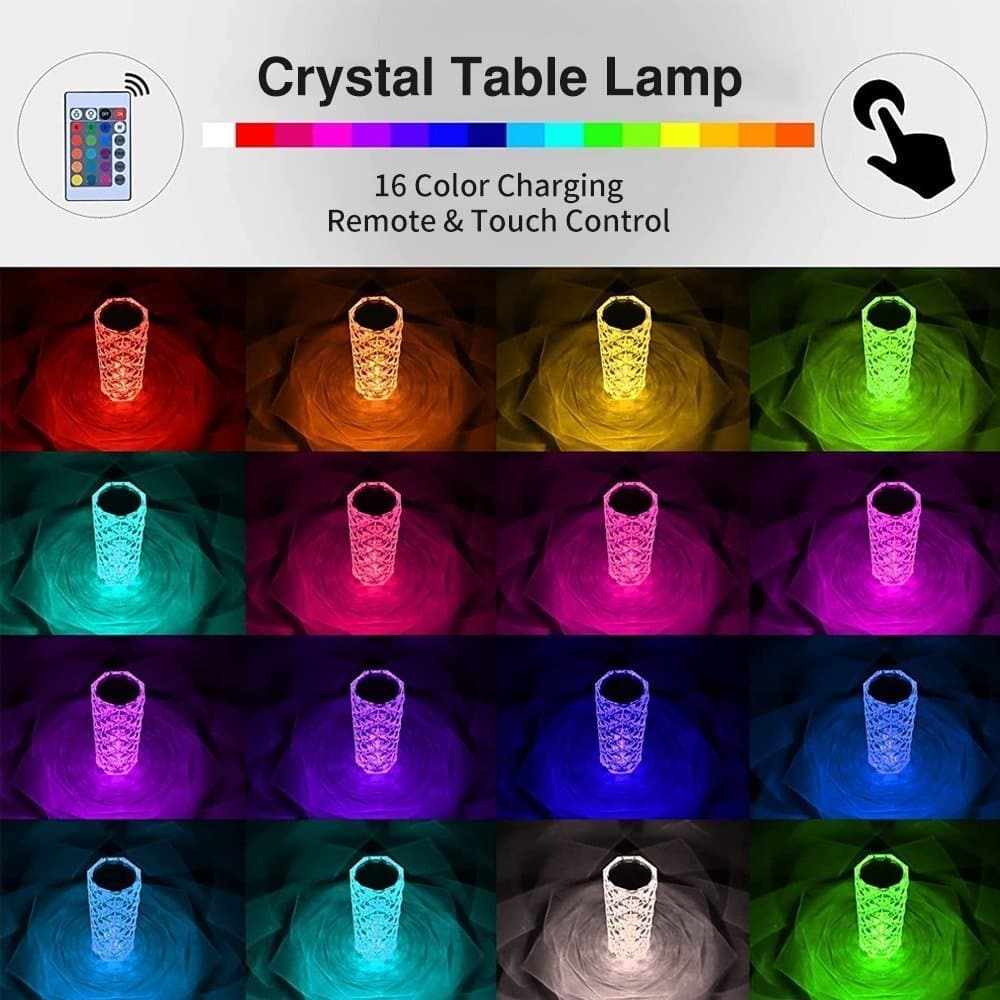 LuxeGlow מנורת שידה קריסטלית | Crystal Table Lamp | אוזו - שופ